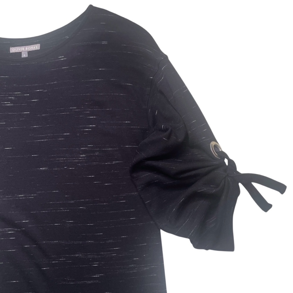 Oliver Bonas Career Dress Black Wht Office Casual Modest Soft Comfy British SZ 8 - Picture 2 of 16